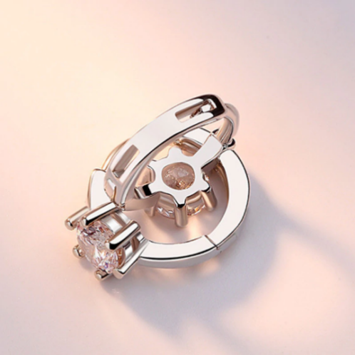 Sterling Silver Plated Six Claws Crystal Hoop Earrings - Image 5