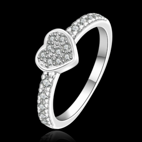 Silver Plated Solid Crystal Heart Ring - Image 4