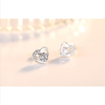 Sterling Silver Plated Zirconia Heart Studs