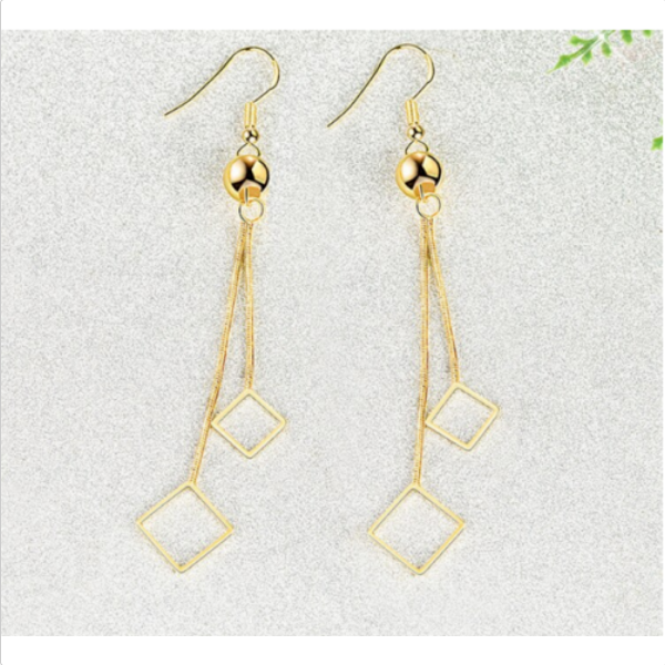 Silver Plated Diamond Design Drop Earrings - Image 4