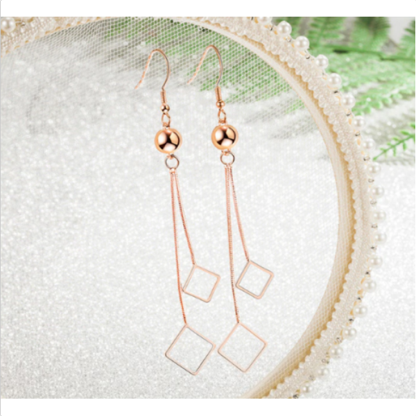 Silver Plated Diamond Design Drop Earrings - Image 5