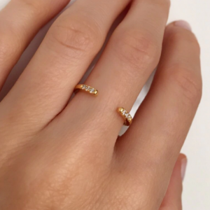 Sterling Silver Plated Adjustable Zircon Ring (Size 5.5-7)