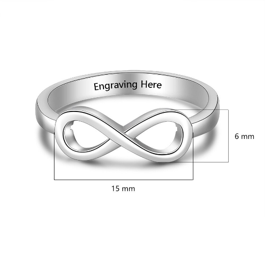 Sterling Silver Plated Engraved Infinity Power Ring - Image 2