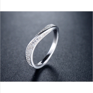 Genuine 925 Sterling Silver Zircon Wave Ring