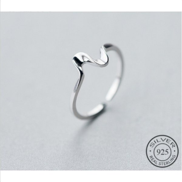 925 Sterling Silver Adjustable Wave Ring