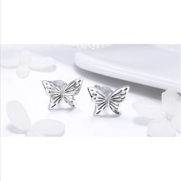 Platinum 925 Sterling Silver Hollow Out Butterfly Set - Image 4