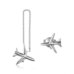 Creative 925 Sterling Silver Airplane Chain Stud Earrings