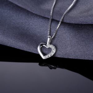 Genuine 925 Sterling Silver Zircon Heart Pendant Choker