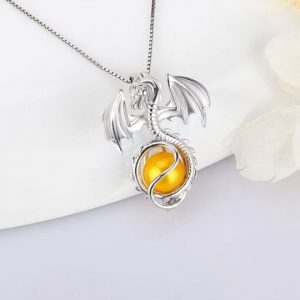 Vintage 925 Sterling Silver Dragon Pearl Cage Pendant