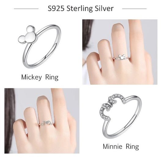 Genuine 925 Sterling Silver Disney's Mickey & Minnie Mouse Ring - Image 4
