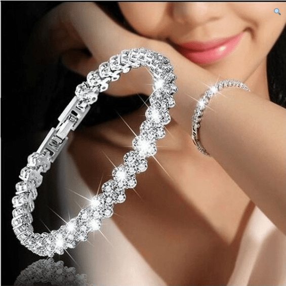 Sterling Silver Plated Cubic Zirconia 3-Stone Strand Bracelet - Image 5