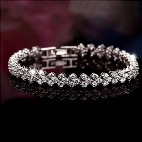 Sterling Silver Plated Cubic Zirconia 3-Stone Strand Bracelet - Image 4