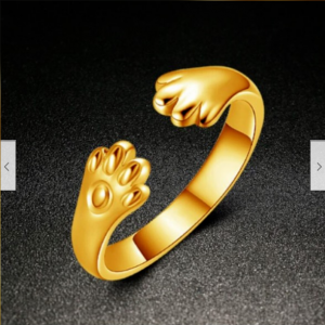 Gold Plated Hugs & Paws Adjustable Ring (Size 6-8)