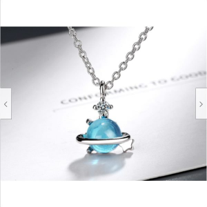 Sterling Silver Plated Blue Star Planet Zirconia Necklace