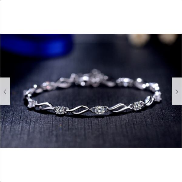 Sterling Silver Plated Cubic Zirconia Wave Bracelet - Image 2