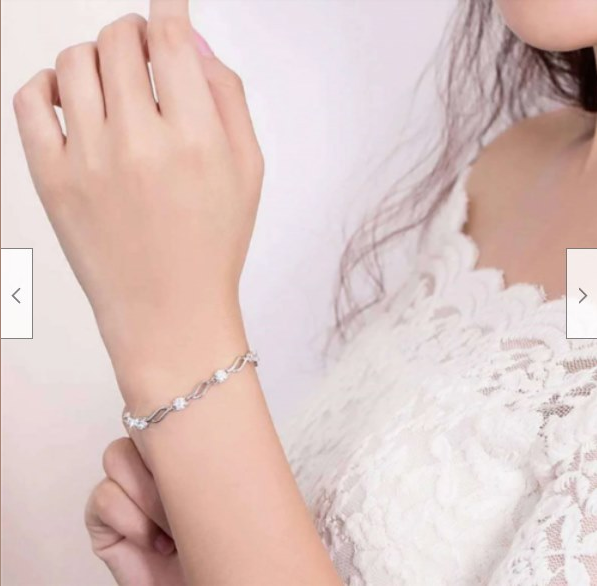 Sterling Silver Plated Cubic Zirconia Wave Bracelet - Image 3