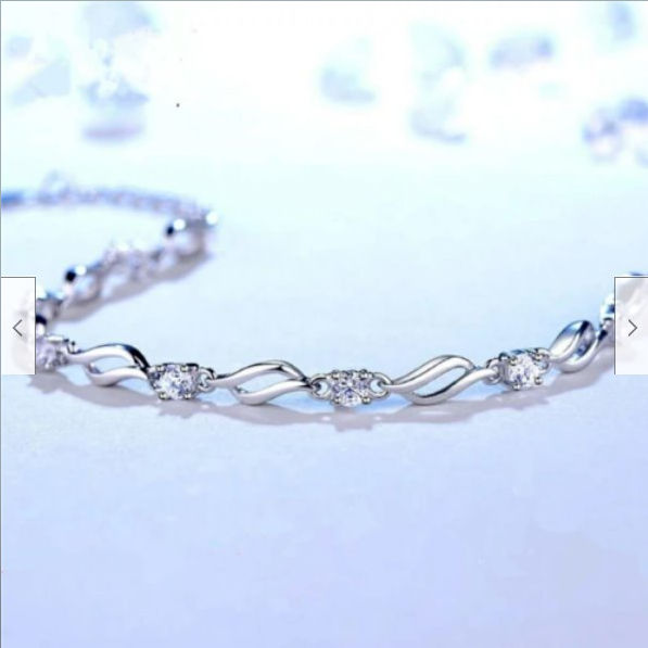Sterling Silver Plated Cubic Zirconia Wave Bracelet - Image 5