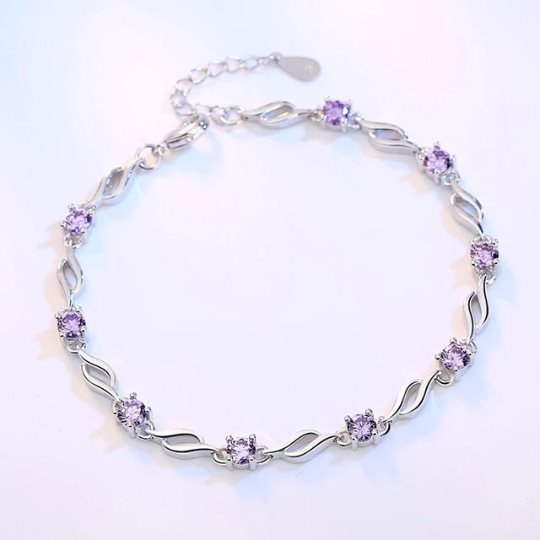 Sterling Silver Plated Cubic Zirconia Wave Bracelet