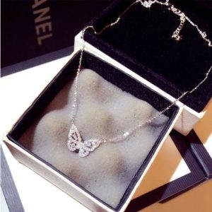 Sterling Silver Plated Sparkling Zirconia Butterfly Pendant Choker