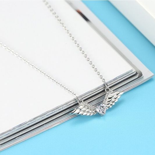Exquisite 925 Sterling Silver Angel Wings Zirconia Pendant Necklace - Image 4