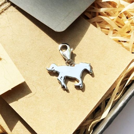 Genuine 925 Sterling Silver Gallop Horse Charm Fit Pendant