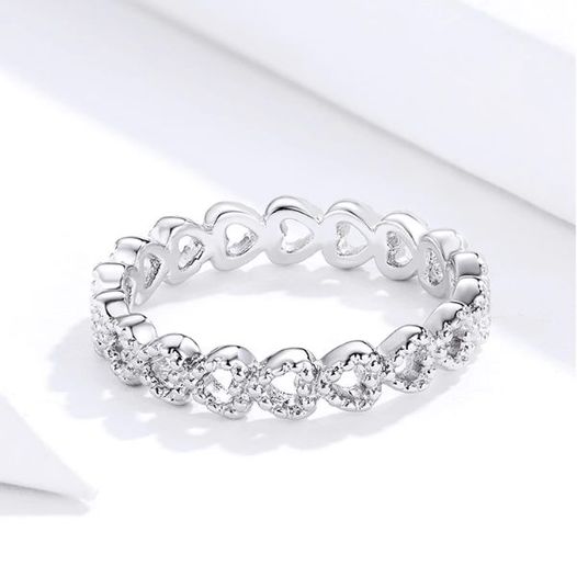 Genuine 925 Sterling Silver Creative Hearts Promise Ring - Image 3