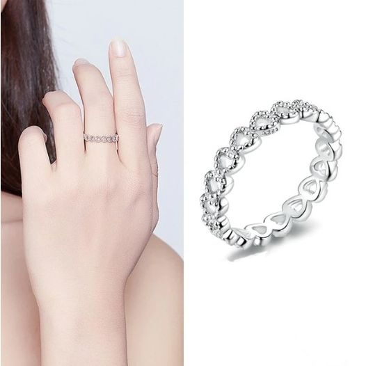 Genuine 925 Sterling Silver Creative Hearts Promise Ring - Image 5