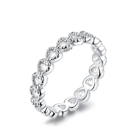 Genuine 925 Sterling Silver Creative Hearts Promise Ring