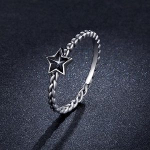 Exquisite 925 Sterling Silver Shell Star Chain Ring - Size 8