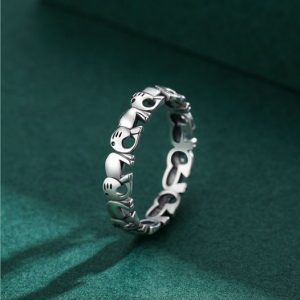 Exquisite 925 Sterling Silver Stackable Elephants Charm Ring