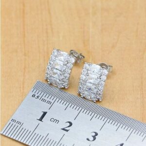 Elegant Sterling Silver Plated Sparkling White Zircon Crystal Stud Earrings