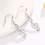 Classic Sterling Silver Plated Musical Note Dangle Earrings