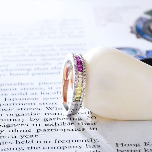 Exquisite 925 Sterling Silver Cubic Zirconia Multi-Color Ring - Image 4