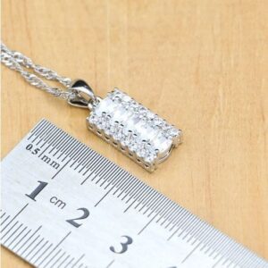 Exquisite Sterling Silver Plated White Zircon Crystal Pendant Necklace
