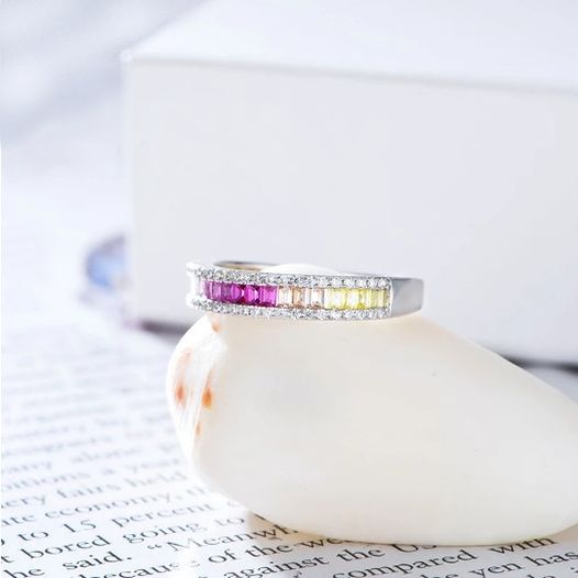 Exquisite 925 Sterling Silver Cubic Zirconia Multi-Color Ring - Image 3
