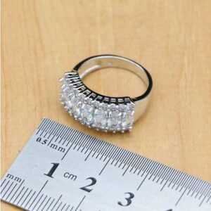 Sterling Silver Plated Sparkling White Zircon Crystal Ring (Size 8)