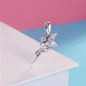 Authentic 925 Sterling Silver Zircon Fairy Charm Pendant