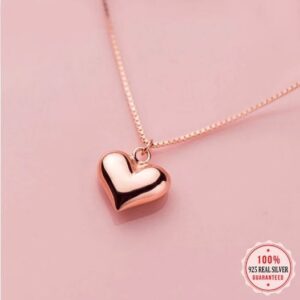 Exquisite 925 Sterling Silver Simple Heart Pendant Necklace