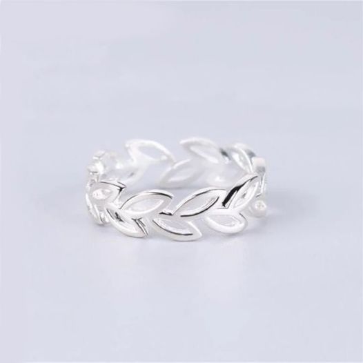 Sterling Silver Plated Hollow Leaf Adjustable Ring (Size 5-7) - Image 3