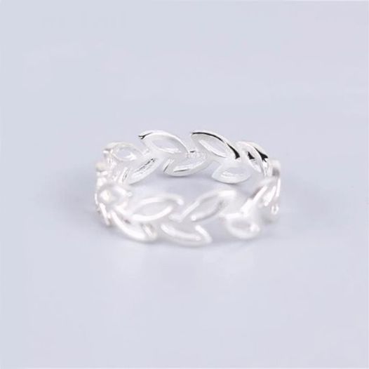 Sterling Silver Plated Hollow Leaf Adjustable Ring (Size 5-7) - Image 2