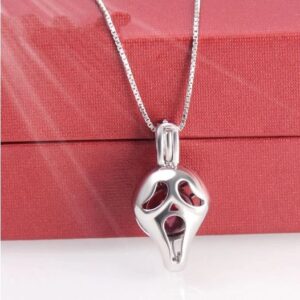 925 Sterling Silver "SCREAM" Halloween Face Pearl Cage Pendant