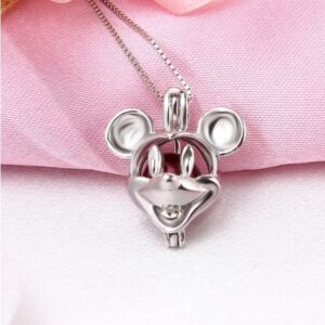 925 Sterling Silver Cartoon Mickey Mouse Pearl Cage Pendant