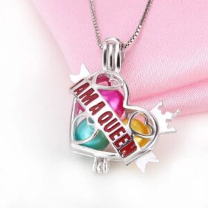 925 Sterling Silver Royalty Heart Pearl Cage Pendant