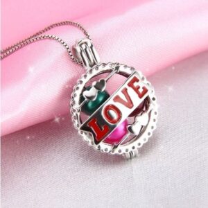 925 Sterling Silver Romantic "LOVE" Pearl Cage Pendant
