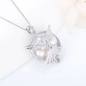 Authentic 925 Sterling Silver US Air Force Phoenix Pearl Cage Pendant