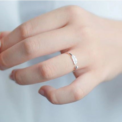 Genuine 925 Sterling Silver Adjustable Feather Ring (Size 6-7) - Image 2