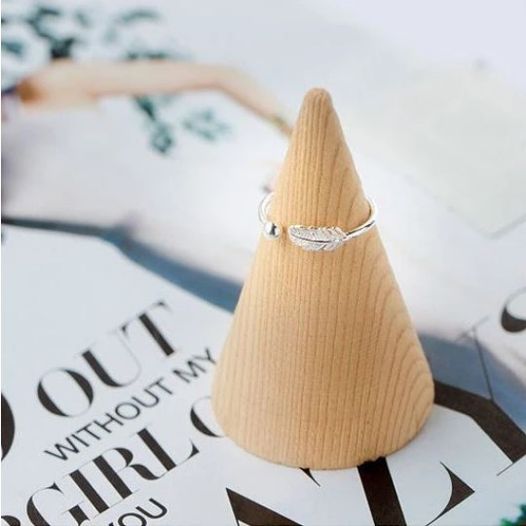 Genuine 925 Sterling Silver Adjustable Feather Ring (Size 6-7) - Image 3