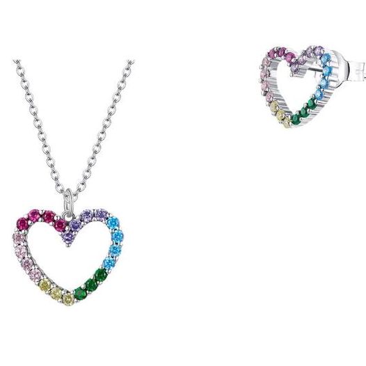 Exquisite 925 Sterling Silver Multi-Color Dazzling Zirconia Heart Necklace - Image 5
