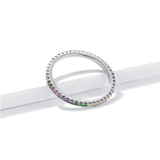 Genuine 925 Sterling SIlver Multi-Color Pave Zircon Ring - Image 3