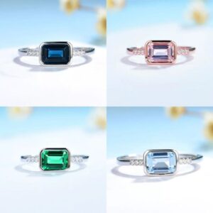 Luxury 925 Sterling Silver Created Topaz/Emerald/Morganite Gemstone Ring